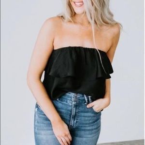 🖤 BNWT La Miel strapless ruffle top